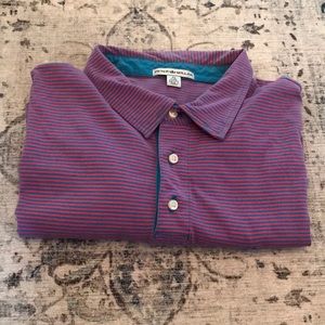 Peter Millar Mens Stripe Polo Size XL 100% Pima Cotton